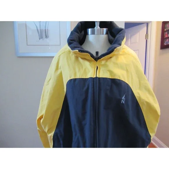 Nautica men reversible fleece lined winter coat jacket 2XLT blue yellow